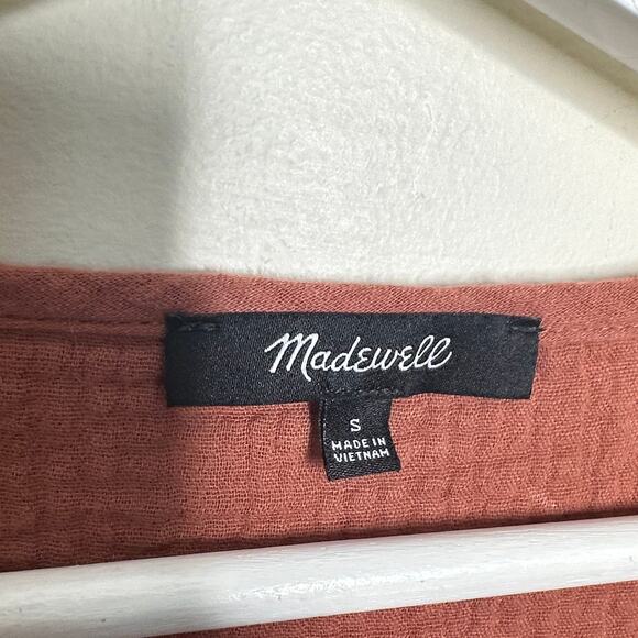 MADEWELL Marianna Puff-Sleeve Mini Dress Clay Brown {J37} - Picture 5 of 7